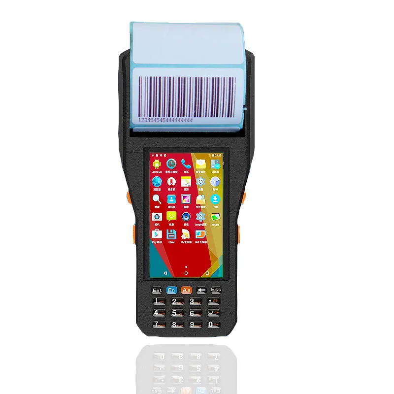 Wholesale Touch Screen Android Handheld Pos Data Terminal 1D 2D Barcode Scanner PDA built-in 3 inch 80mm Thermal Label Printer