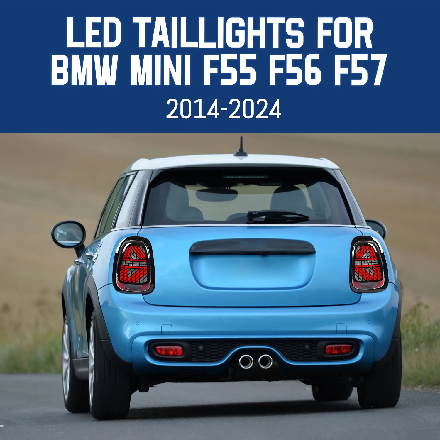 HCMOTIONZ LED Tail Lights for Mini F55 F56 F57 2014-2024 Cooper DRL Start up Animation 3 Modes Rear Lamps Assembly