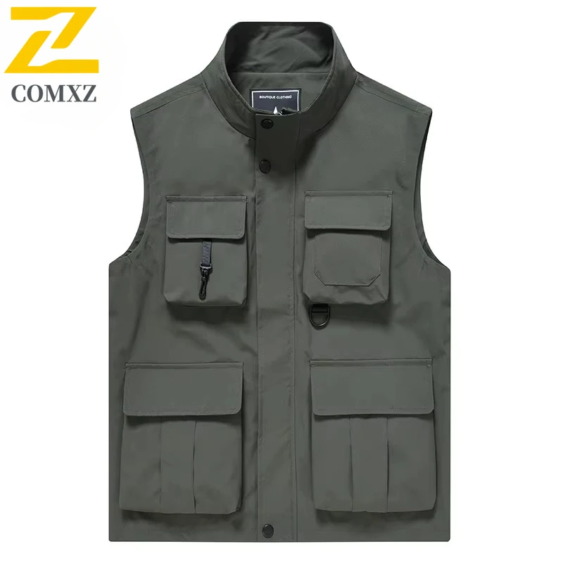 Spring Summer Vest Men's Casual Fashion Mesh Quick-drying Sleeveless Work Jacket Men's Outdoor Photographer Fishing Pocket Vest