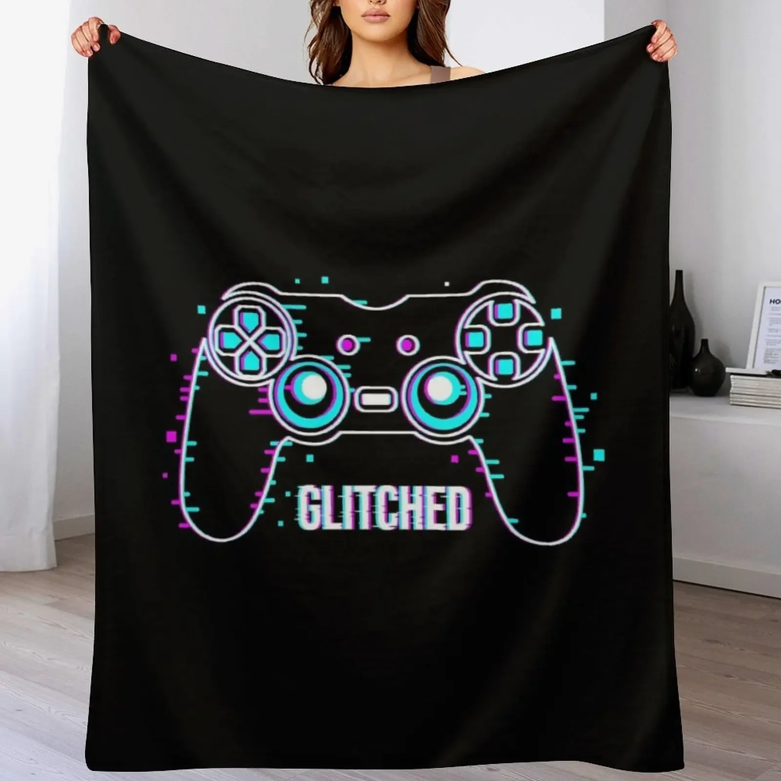 Video Game Controller - Glitched Throw Blanket Soft Solid Color Blanket for Couch Bed