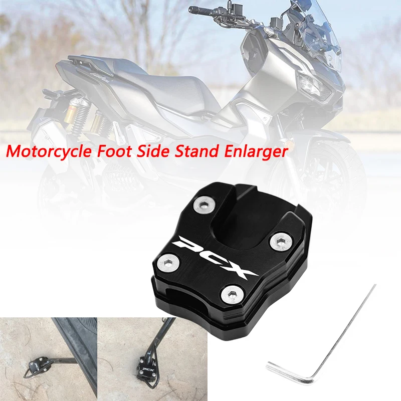 Motorcycle CNC Aluminum Alloy Foot Side Stand Enlarger Support Plate Kickstand Extension Pad Fit For Honda ADV150 PCX125 PCX150