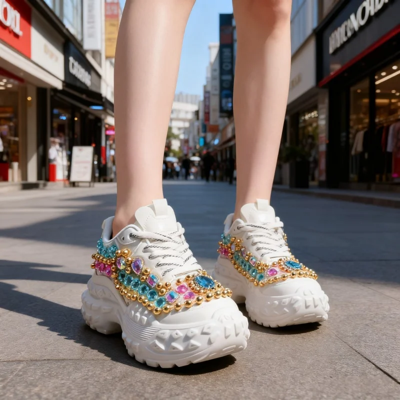 New Dad Shoes Female Internet Celebrity New Thick Soled Height Increasing Single Shoes Heavy-duty Personalized Women's Shoes