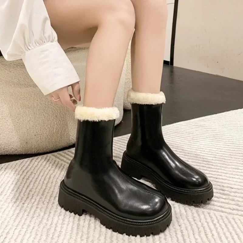 

Autumn Women'S Rubber Boots Women Shoes Woman Winter Shoes Low Heels Booties Round Toe Rain Mid Calf Long Boots Botas De Mujer