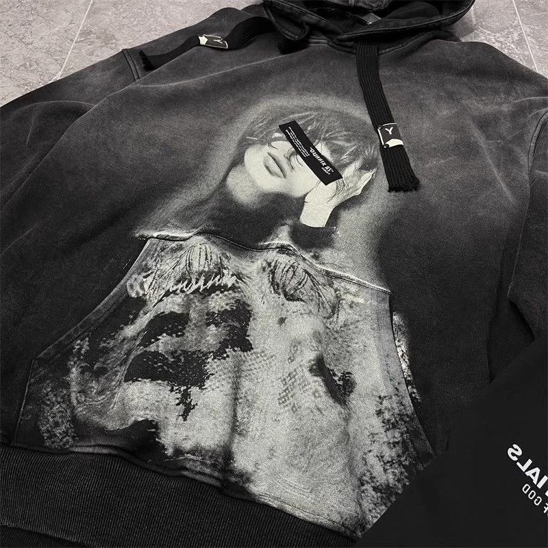 Plus Size 150kg American Vintage Women Hoodies High-end Design Print Autumn Winter Hooded Sweatshirts Aesthetics Art Lady Hoody