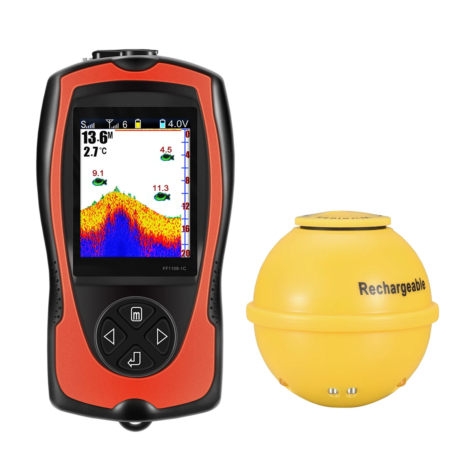 

Portable Fish Finder Transducer Sonar Sensor LCD Screen Sounder with Fish Attractive Lamp Sounder Fishfinder