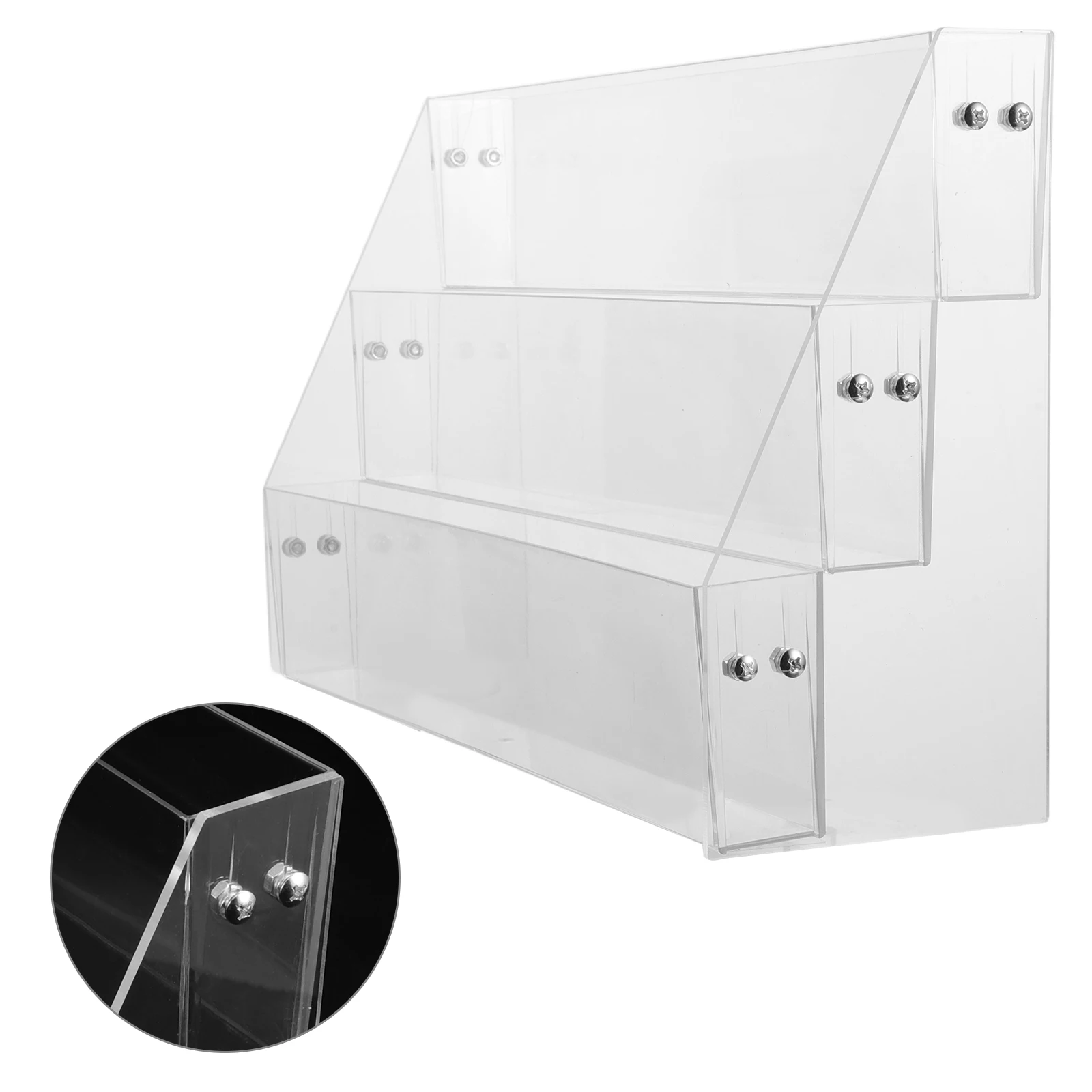 1pcs Multifunctional Acrylic Display Stand Clear Sticker Holder Tiered Storage Rack Transparent Badge Organizer For Office Desk