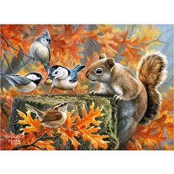 Squirrel With Birds DIY Cross Stitch Embroidery 11CT Kits Craft Needlework Set Cotton Thread Printed Canvas Home    Sale