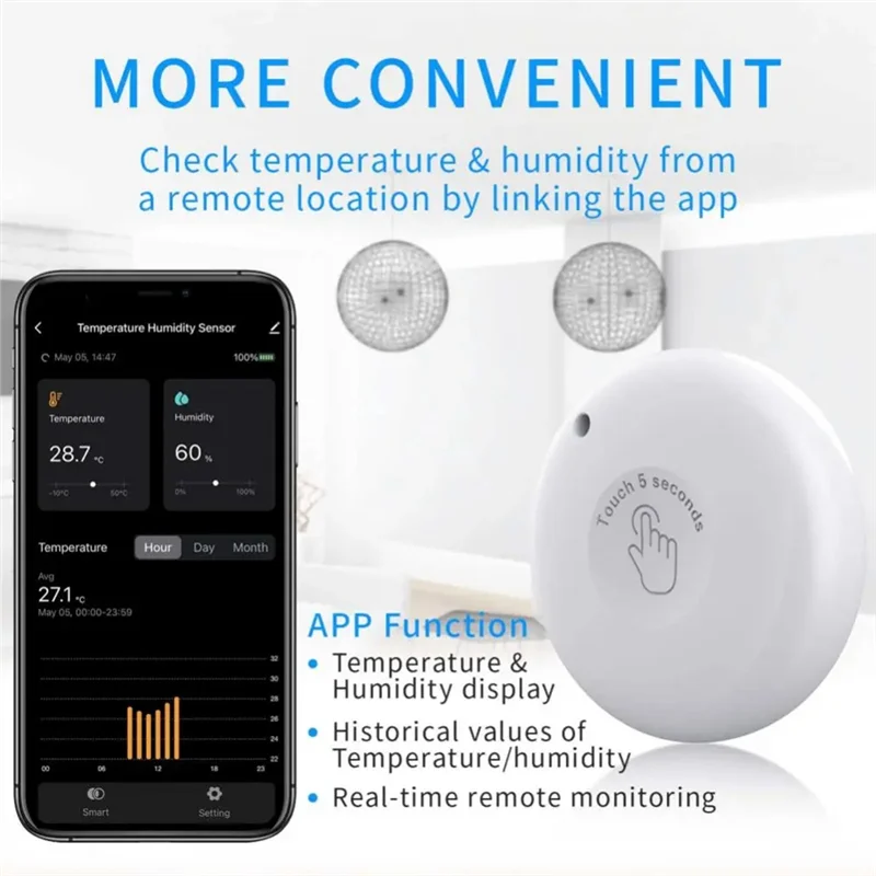 A41Z-Tuya Bluetooth PT216B ABS Humidity Meter Indoor And Outdoor Thermometer Hygrometer Sensor Gauge