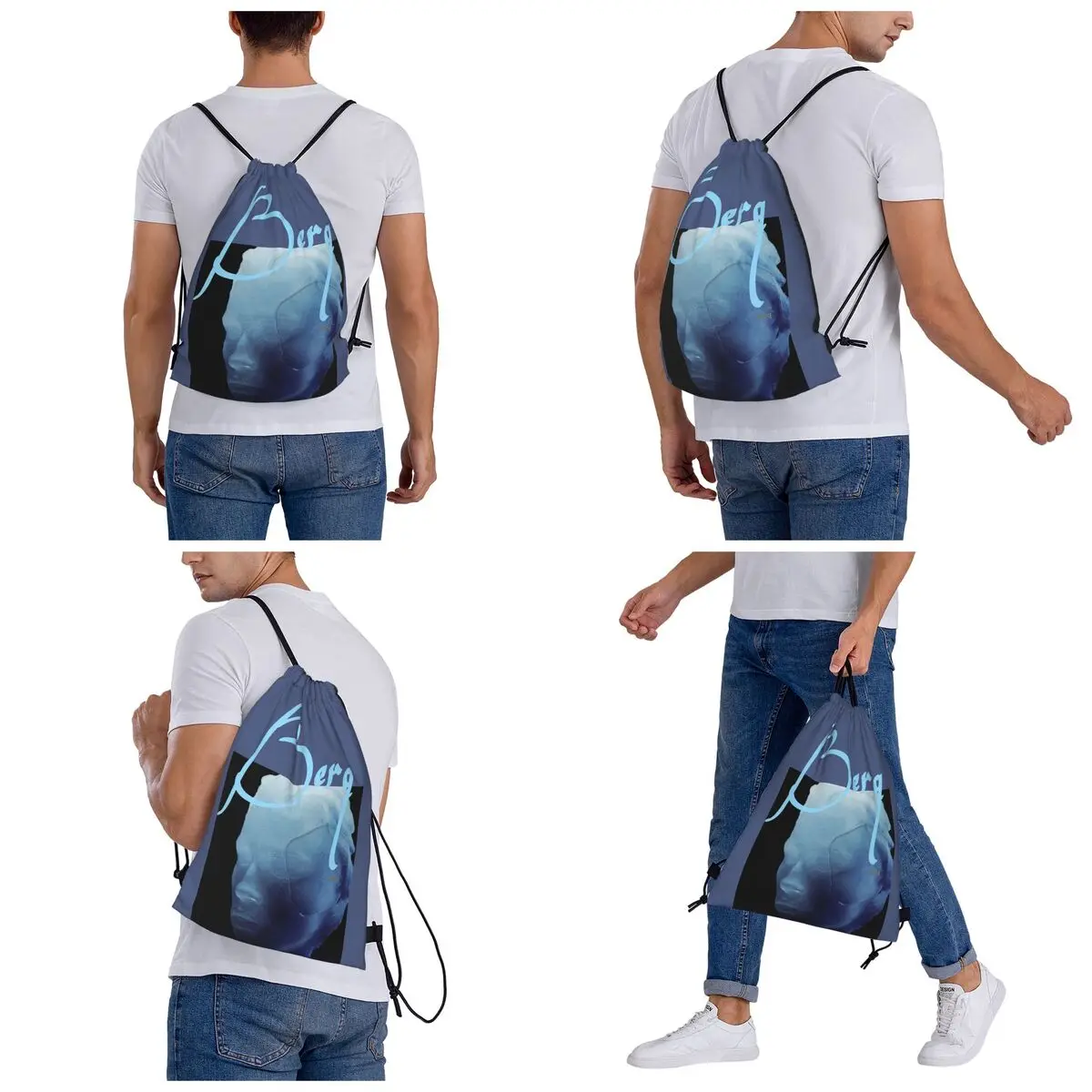 Berq Album Backpacks Casual Drawstring Bags Sports Bag Book Bags for Travel Students
