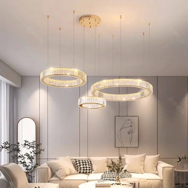 

Golden Ceiling Lamp Modern Luxury Crystal Led Chandelier Lighting Fixture For Dining Room Living Room Kitchen Bedroom Lighting