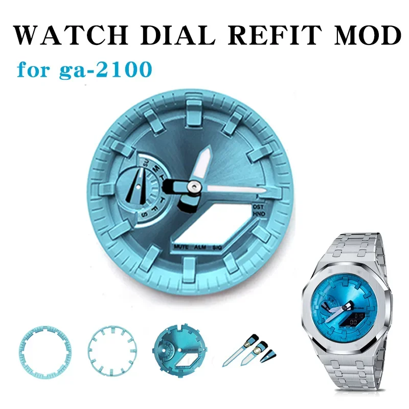 For Casio G-shock GA2100 ga2110 ga-b2100 DIY Mod kit Watch Scale Luminous Ring Index Metal Dial surface Hour Marker Dial Bezel