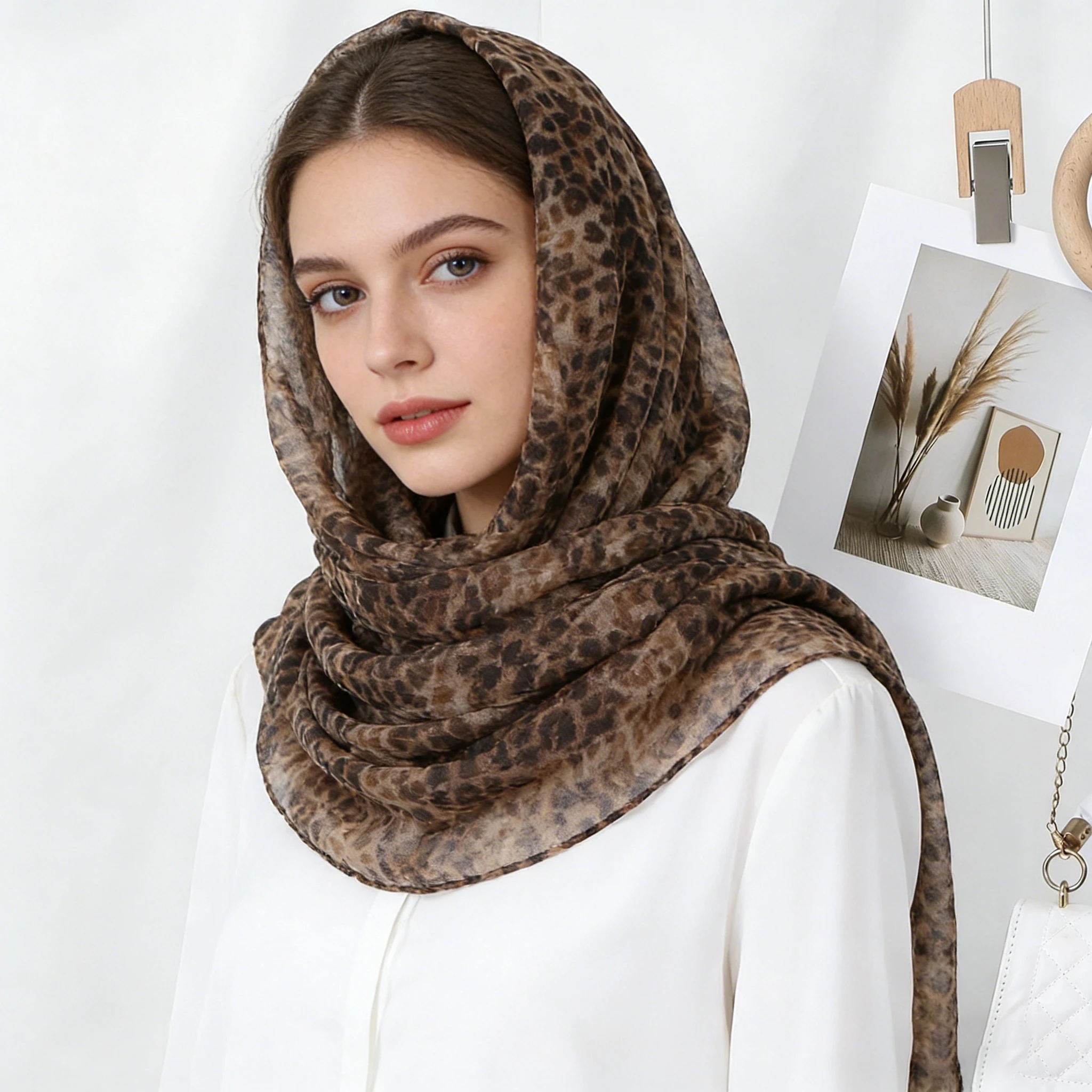 

180*80cm Spring New Leopard Print Hijab Women Soft Islam Ramadan Muslim Hijabs Foulard Shawl Wrap Scarf Headscarf