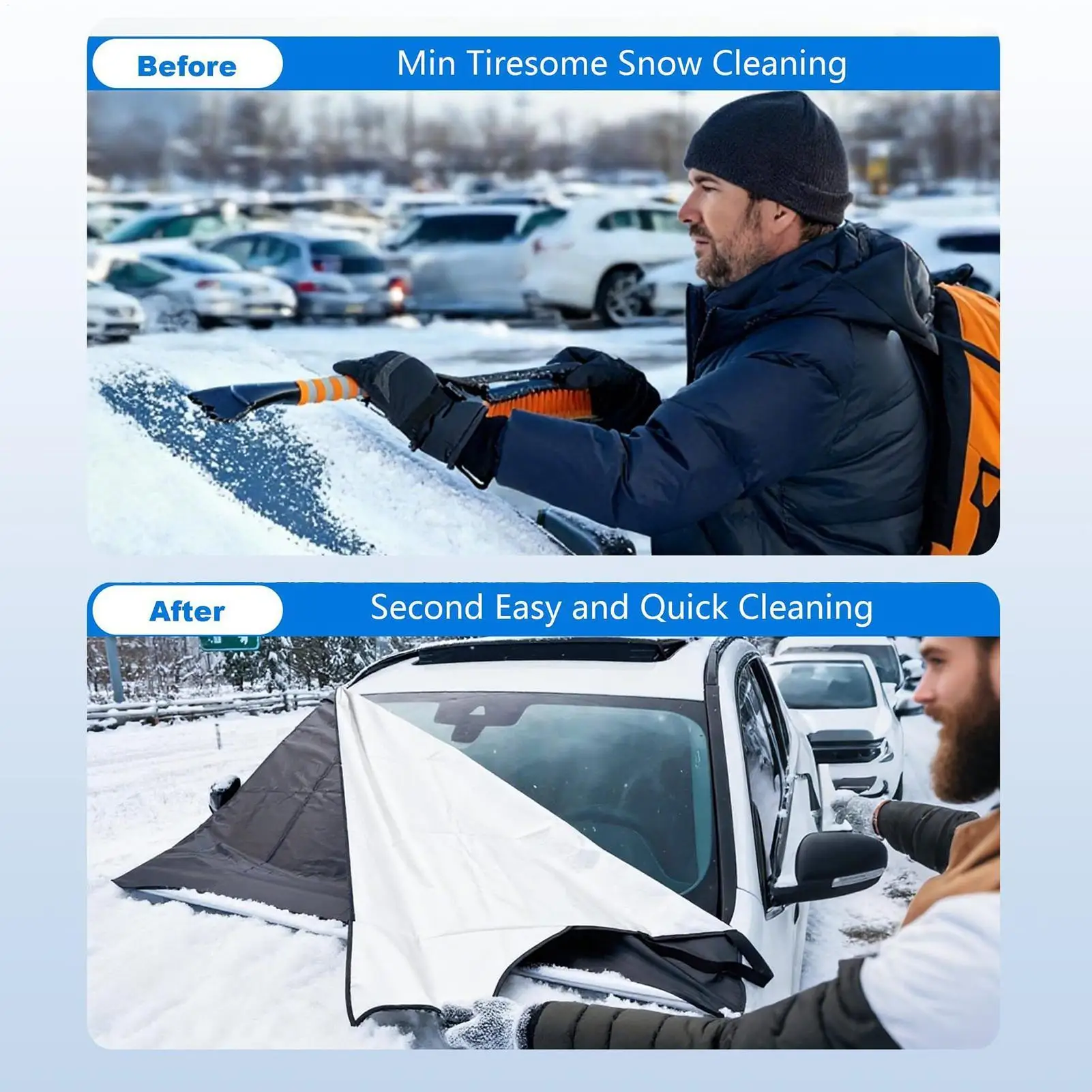 

Windshield Snow Cover Oxford Cloth Windscreen Frost Cover Thickened Windshield Sunshade For Commuting Winter Outdoor Truck
