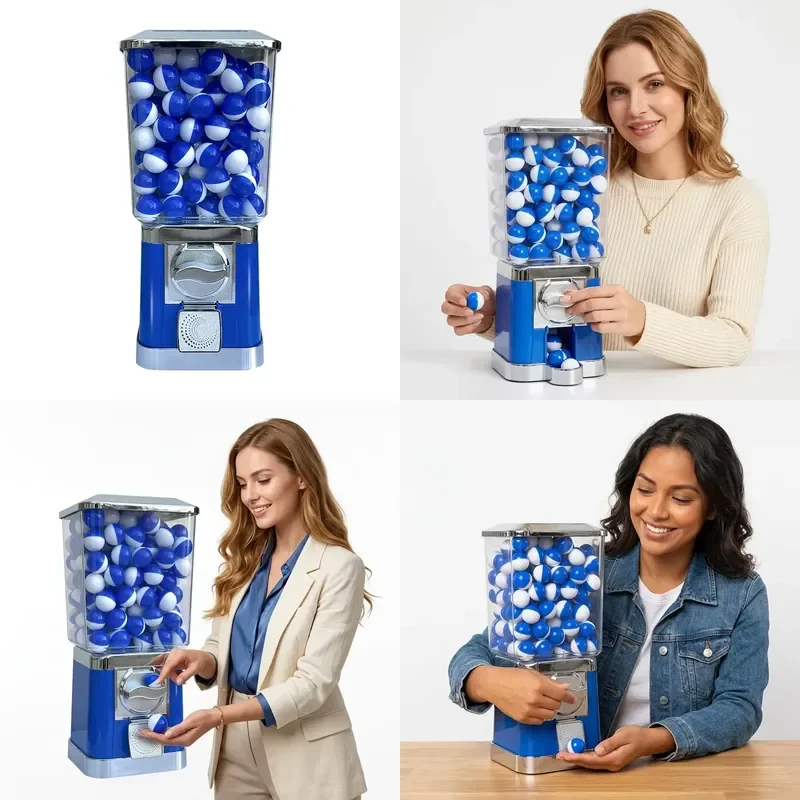 for Niudele Dark Blue Coin Operated Gum Vending Machine 100-500 Pieces Capacity  Material Suitable for Retail Sales