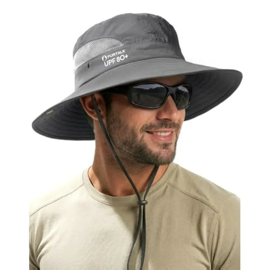 

FURTALK Mens Bucket Sun Hat UPF 80+ Wide Brim Hiking Fishing Beach Outdoor Hats