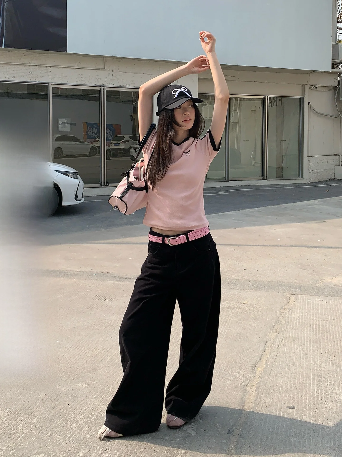 

Black High Waist Straight Leg Jeans Women's Casual Korean Style Loose Versatile Lazy Wide Leg Pants Spring Season