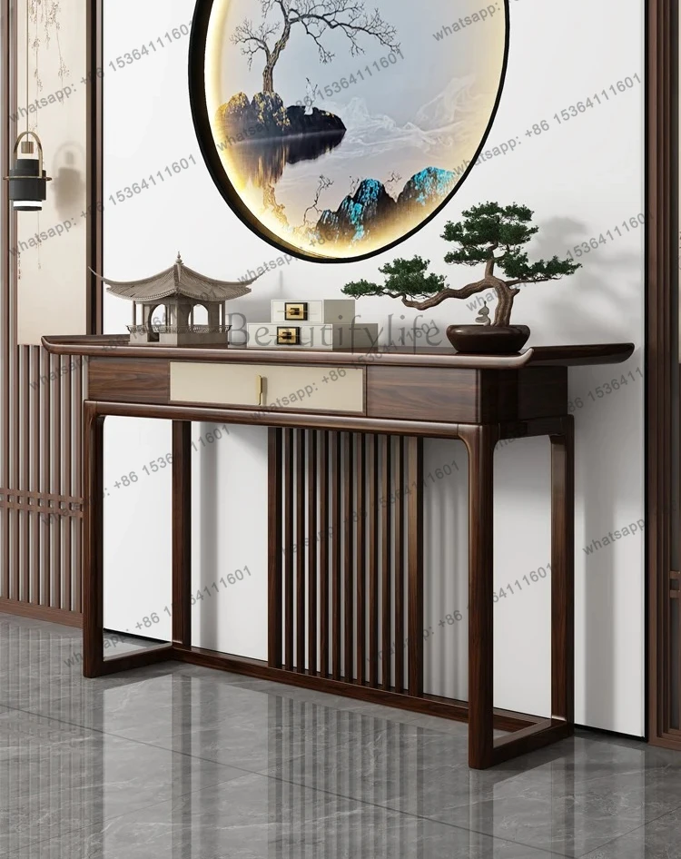 strip case against the wall, living room entry entry table case, ultra-narrow solid wood ebony entrance cabinet