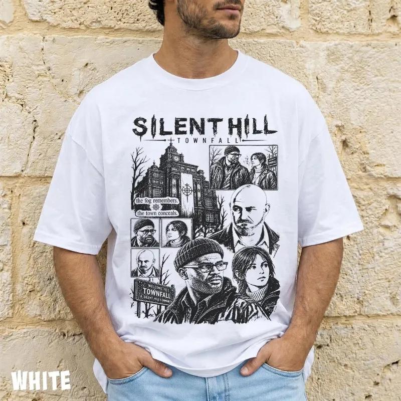 Silent Hill Town Falling Sketch T-shirt Women's T-shirt Summer New Style Unisex High Street T-shirt
