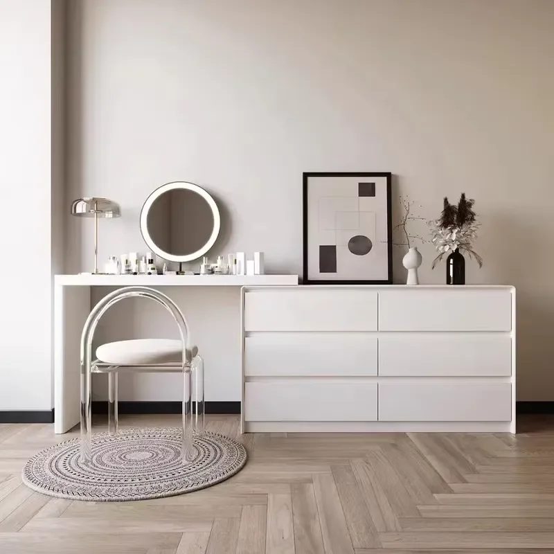 Modern Wooden Folding Makeup Table Lighted Extensible Dressing Furniture for Bedroom Dining Room Easy Living Access