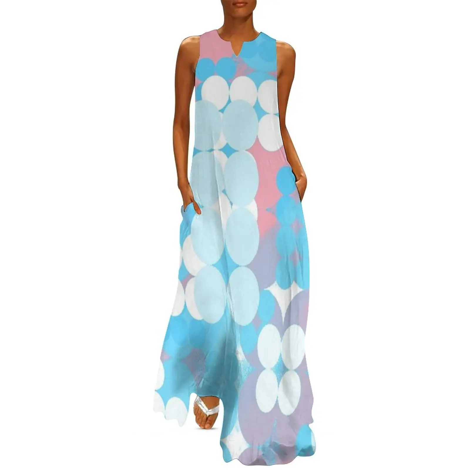 

Transgender Pride Layered Abstract Circle Grids Long Dress summer women's dress 2025 luxury woman party dress