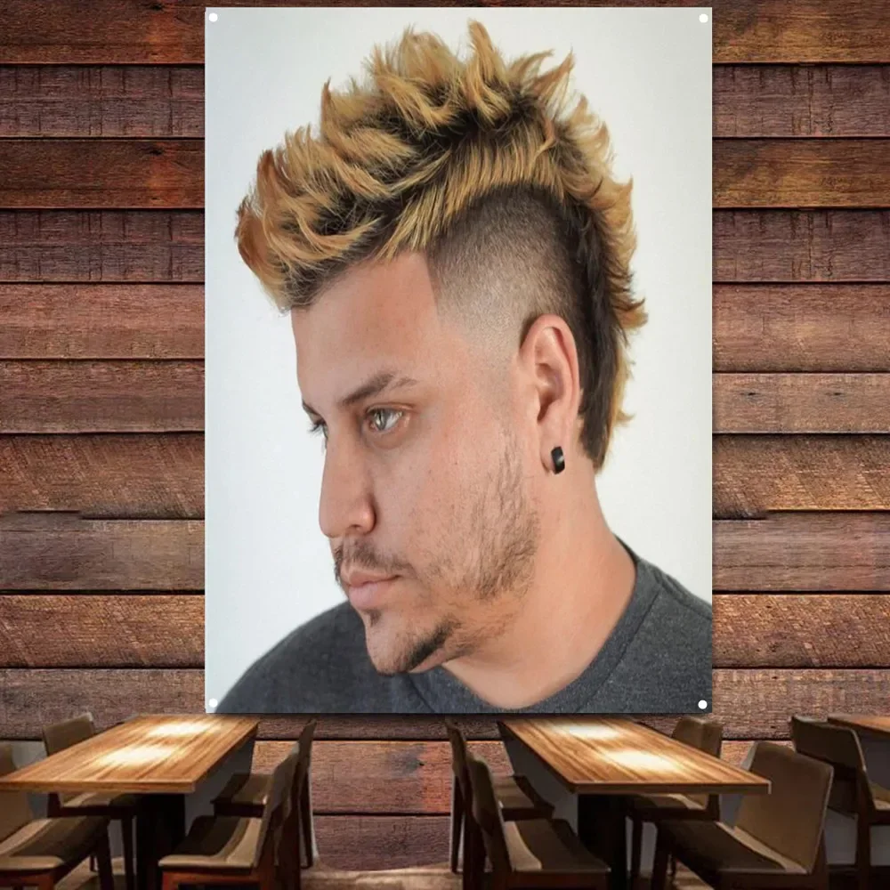 

Mohawk fade haircut Flag Polyester Digital Printing Banner Hairstyling Poster for Barber Shop Wall Art Indoor Tapestry Decor 1