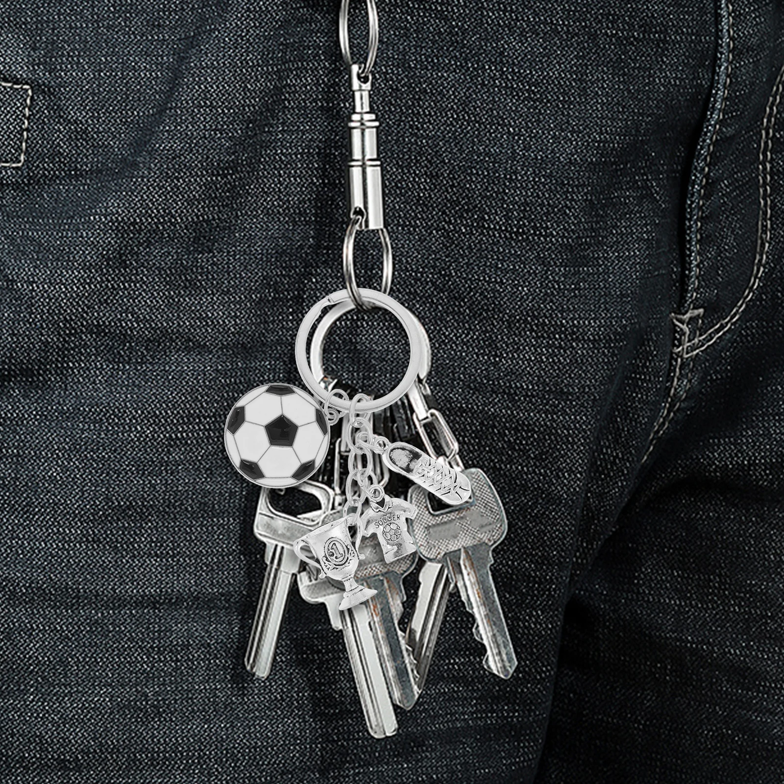 

Trophy Keychain Soccer Accessories Chains for Backpacks Football Keyrings Roller Skating