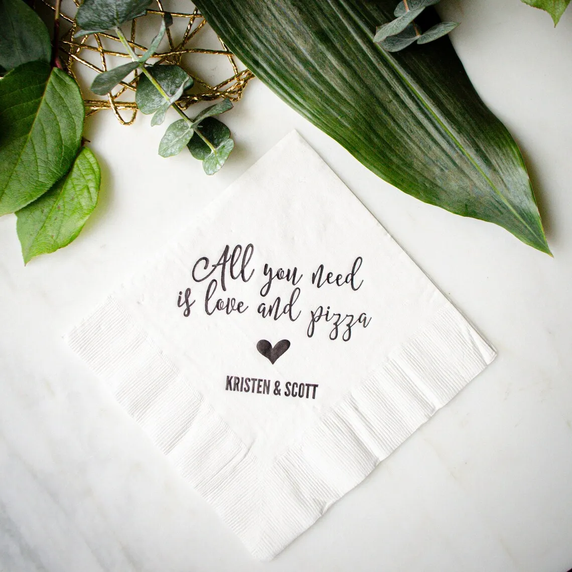 All You Need Is Love And Pizza Party Napkins, Custom Wedding After Party Napkins, Pizza Party, Engagement Party, Rehearsal, Welc