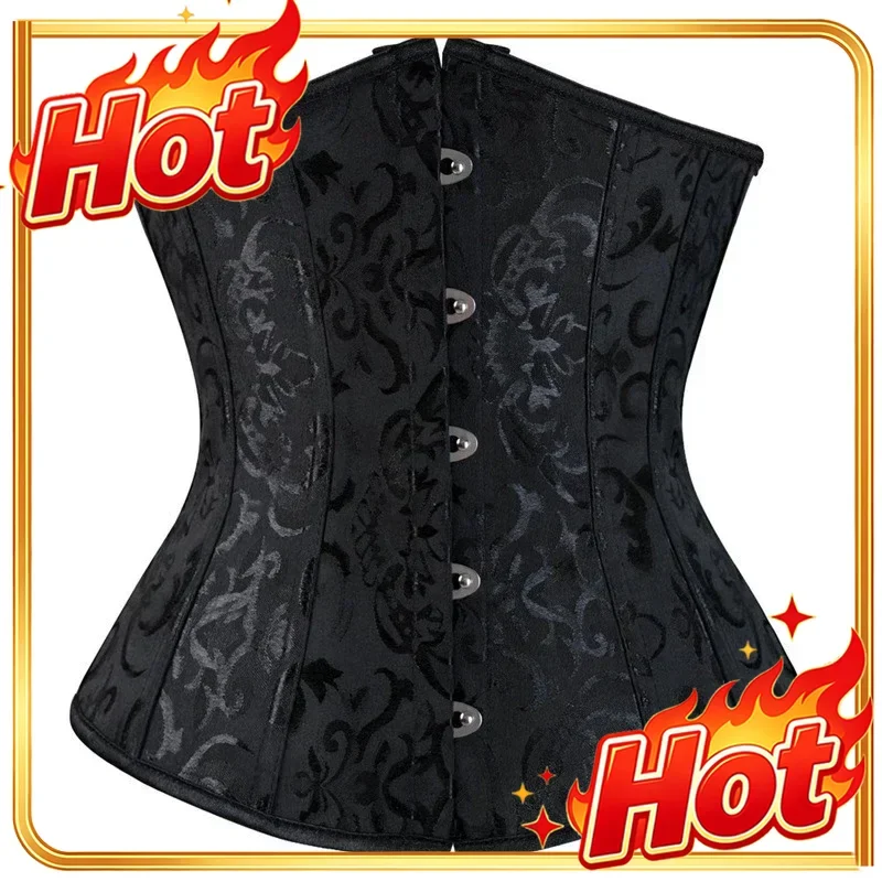 Women Corsets Bustiers Sexy Jacquard Underbust Corset Plastic Bones Korset Basques Shaper Elegant Waist Bustier Top