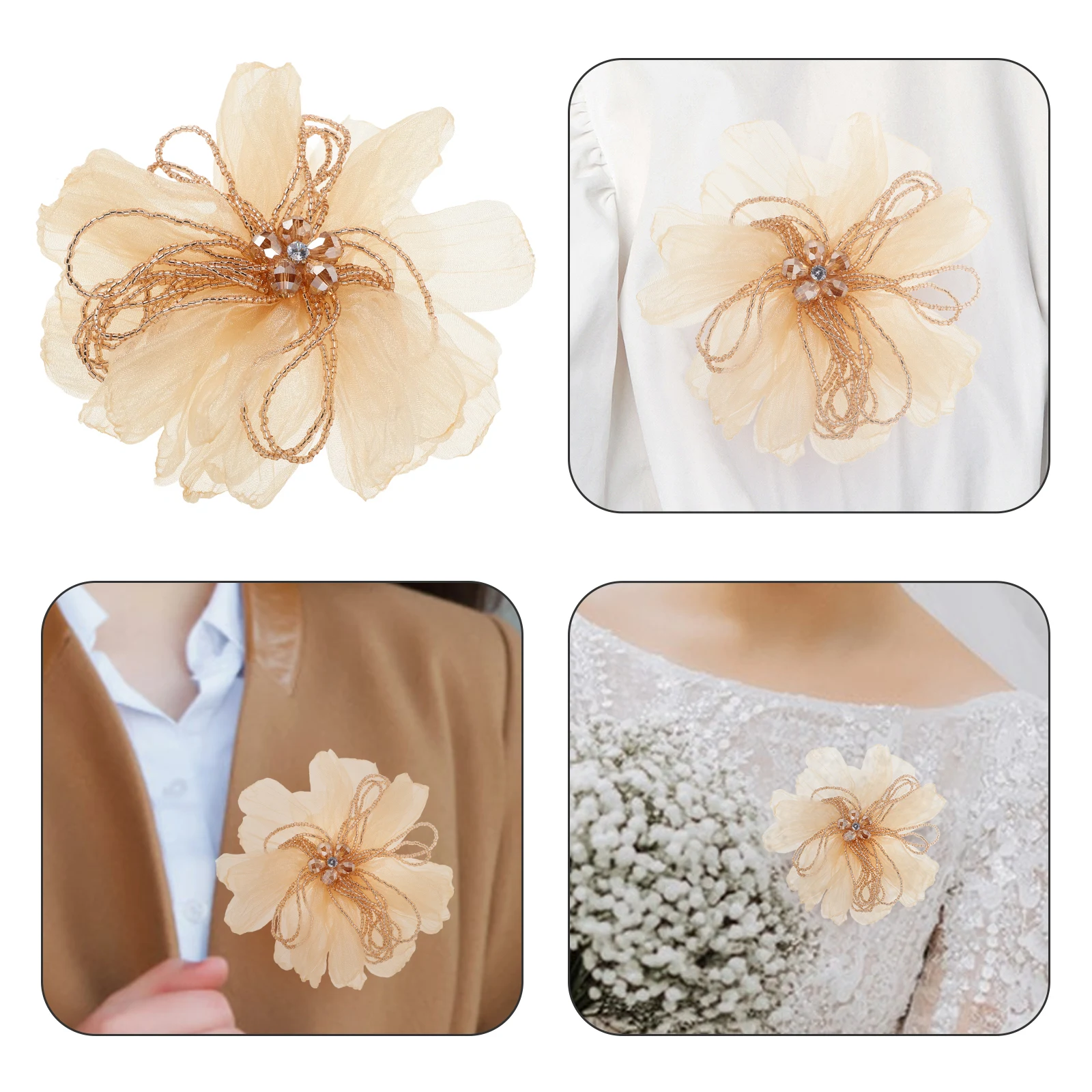 

Flower Brooch Elegant Rose Pin for Women Fashion Golden Cloth Brooches and Pins