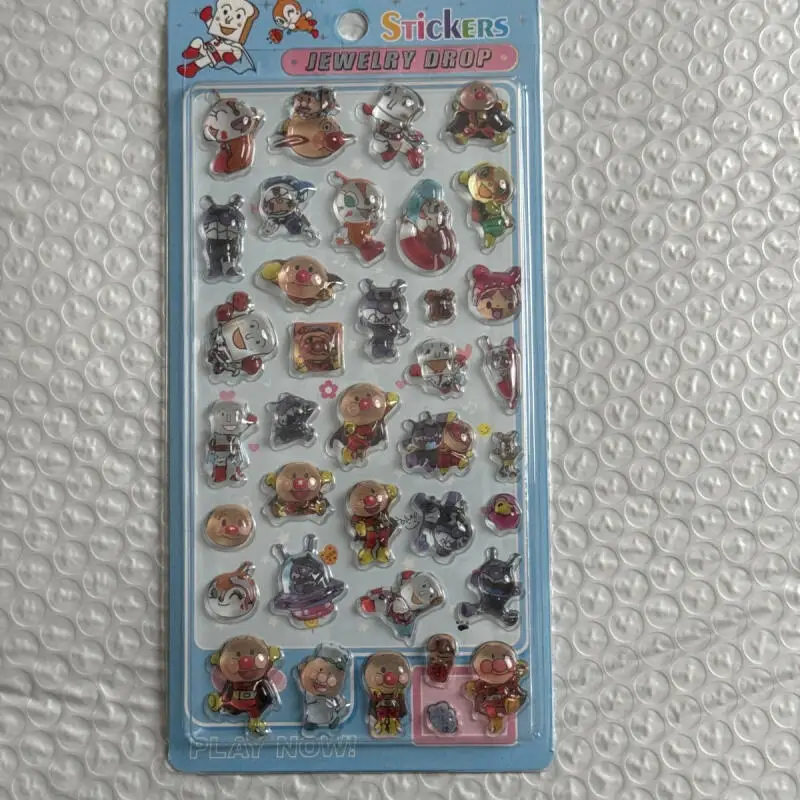 Kawaii Anpanman 3D Relief Sticker Creativity Cartoon Crystal Sticker Diy Phone Case Computer Scrapbook Friendbirthday Gift Toy