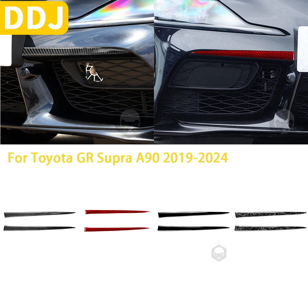 

For Toyota GR Supra A90 A91 MK5 2019-2024 Car Accessories Carbon Fiber Front Bumper Face Trim Sticker Exterior Decoration