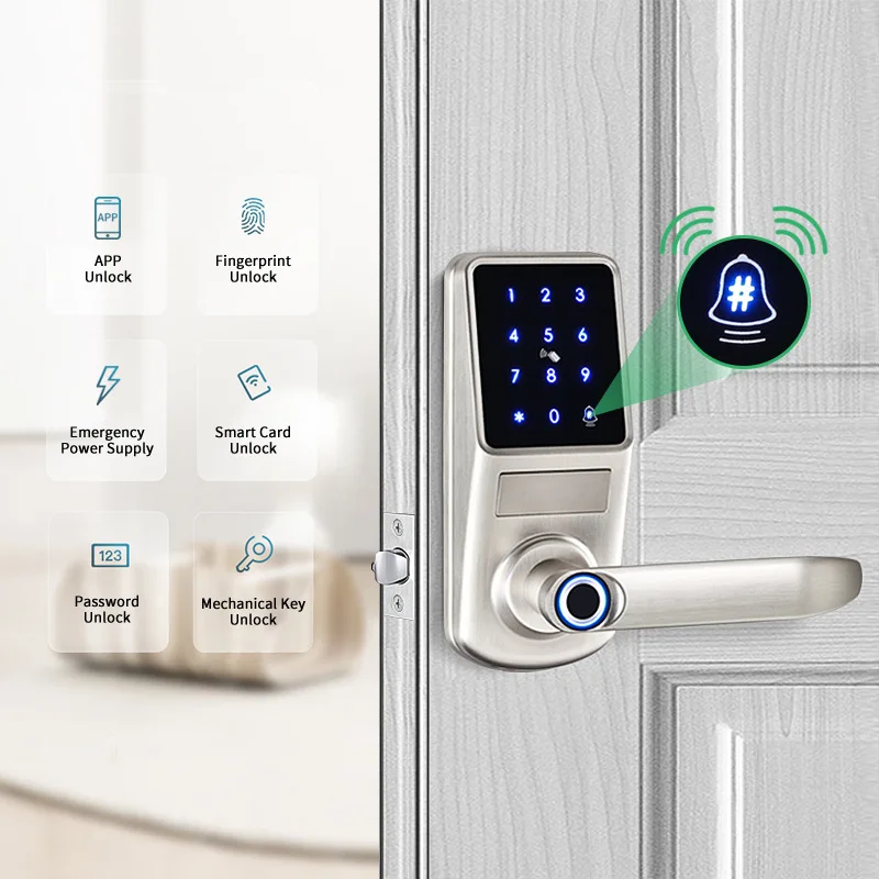 A290 Smart Fingerprint Door Lock Deadbolt TT Lock APP Remote Control Open The Door with Key and Ic Card Smart Home