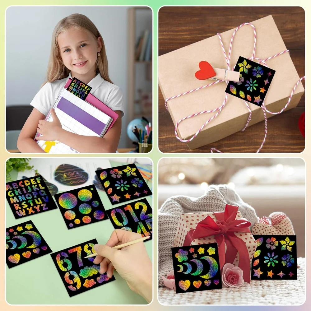 Rainbow Draft paper Art, 초안 용지 및 드로잉 템플릿, 종이 공예 미술 키트에 대한 100개의 미니 노트