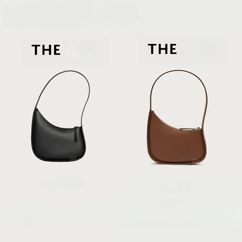 The Logo Half Moon Bag Simple Commuter High End Genuine Leather Underarm Women\'s Moon Bag Niche Handheld Single Shoulder Bag