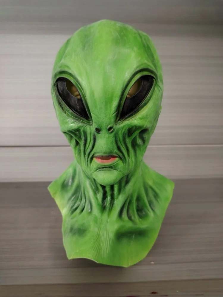 Alien Latex-Maske Kopfbedeckung, Halloween Horror- und Lustiges Feiertagskostüm, Cosplay, Escape Room, Geisterhaus – Detail 1