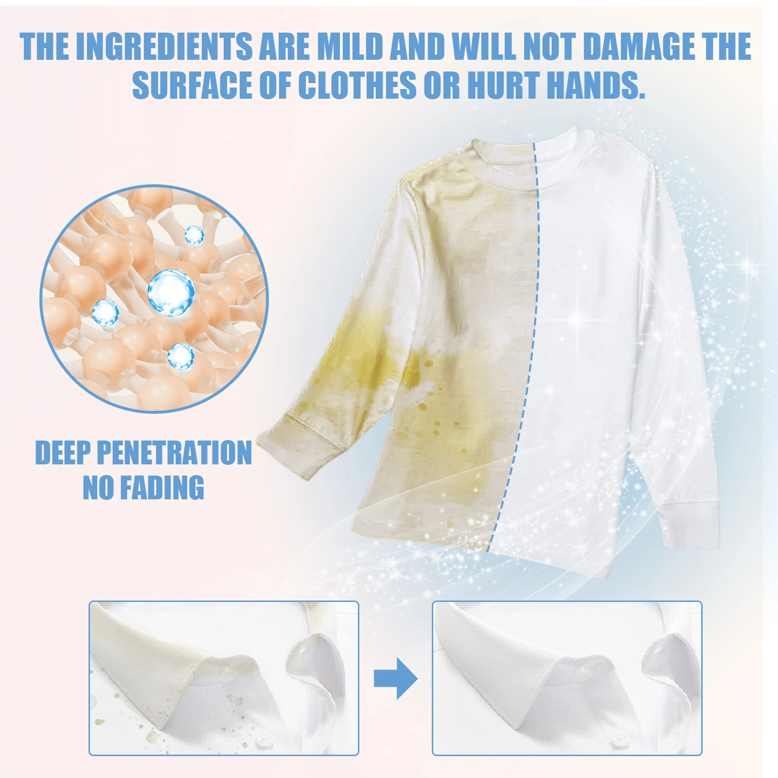 100 ML High Efficiency Active Enzyme Laundry Detergent White Shirt Guardian Works on Most Coffee Mud Grease Oil Stain Remove