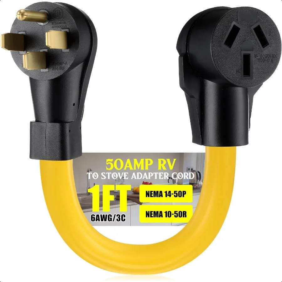 

1 фут 50 А NEMA 1450P to 1050R Переходник для плиты 4-контактный генератор RV «папа» на 3-контактный адаптер для плиты и духовки «мама» Genera