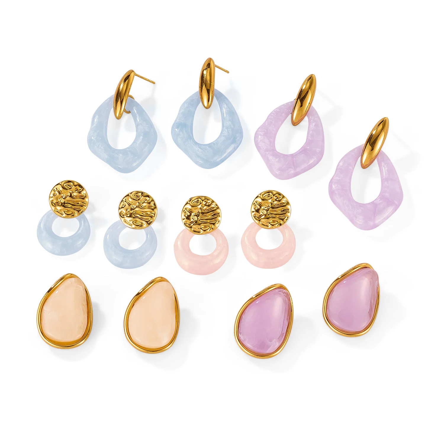 

INS Style Macaron Color Resin Earrings for Women – Soft Aesthetic Stainless Steel Titanium Jewelry