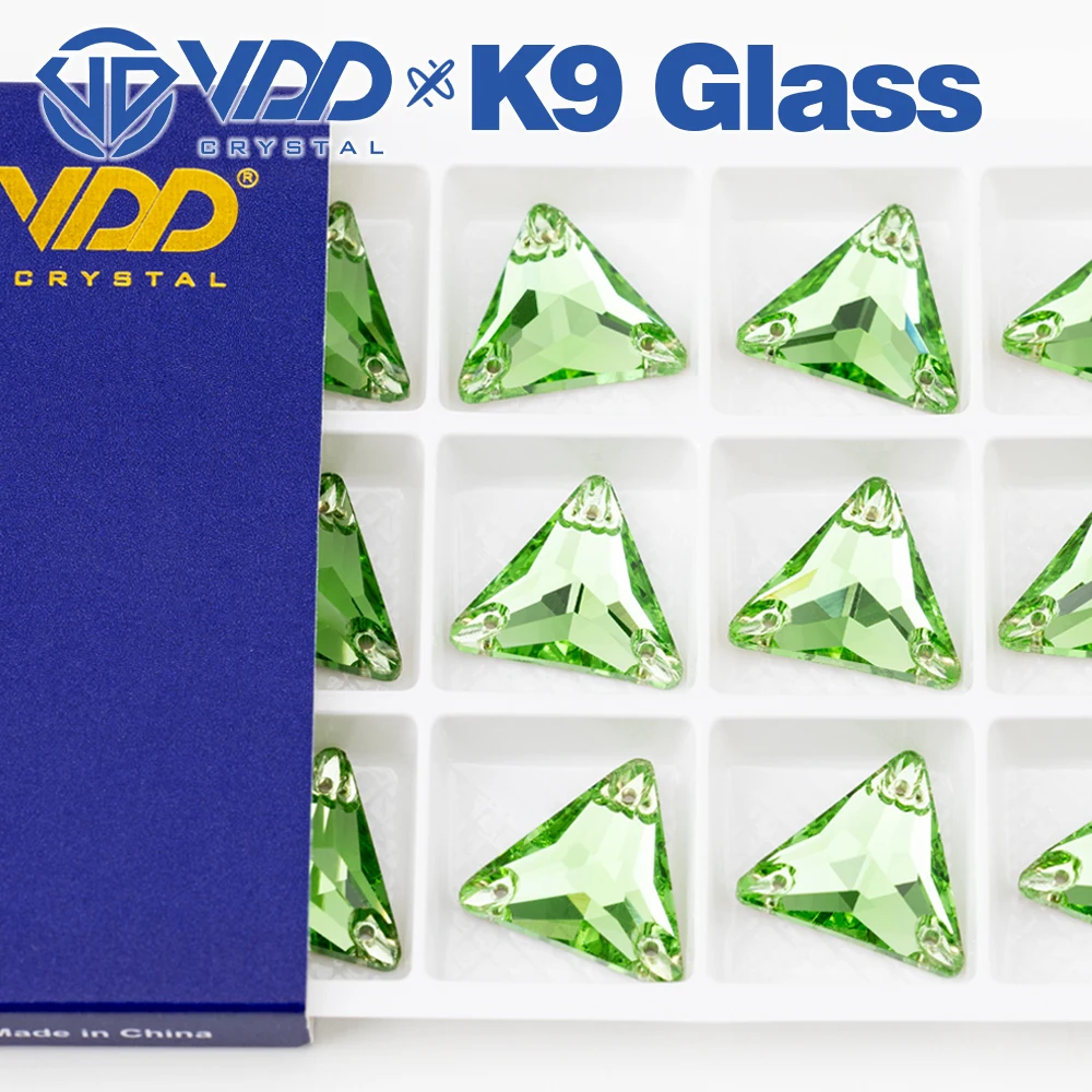 VDD S112 Lt.Peridot Dreieck Hochwertige K9-Glas-Applikationssteine, Kristall-Flachsteine zum Aufnähen für Kleidungsdekorationen – Detail 7
