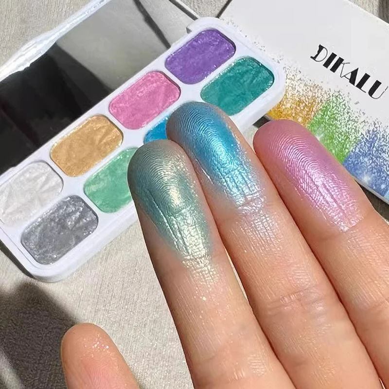 8 Colors Diamond Highlight Eye Shadow Plate Shimmer Glitter Eyeshadow Palette Waterproof Long-Lasting Sparkling Halloween Makeup