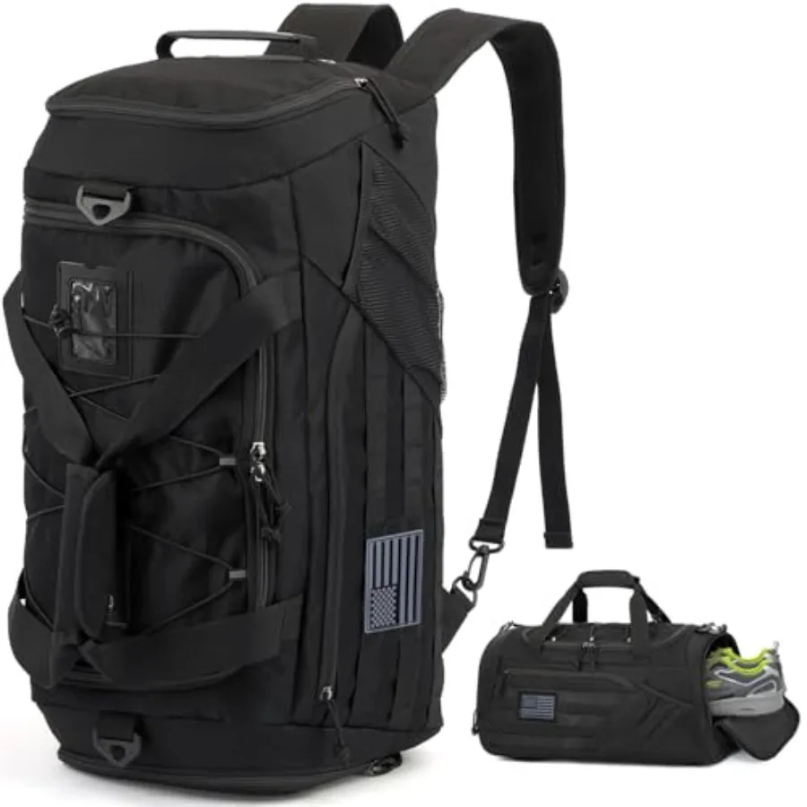 3-in-1 Tactical Travel Duffle Bag Backpack Gym Bags Men 45L Military Sports Duffel Bag with Shoe Compartment and Wet Pocket Mul