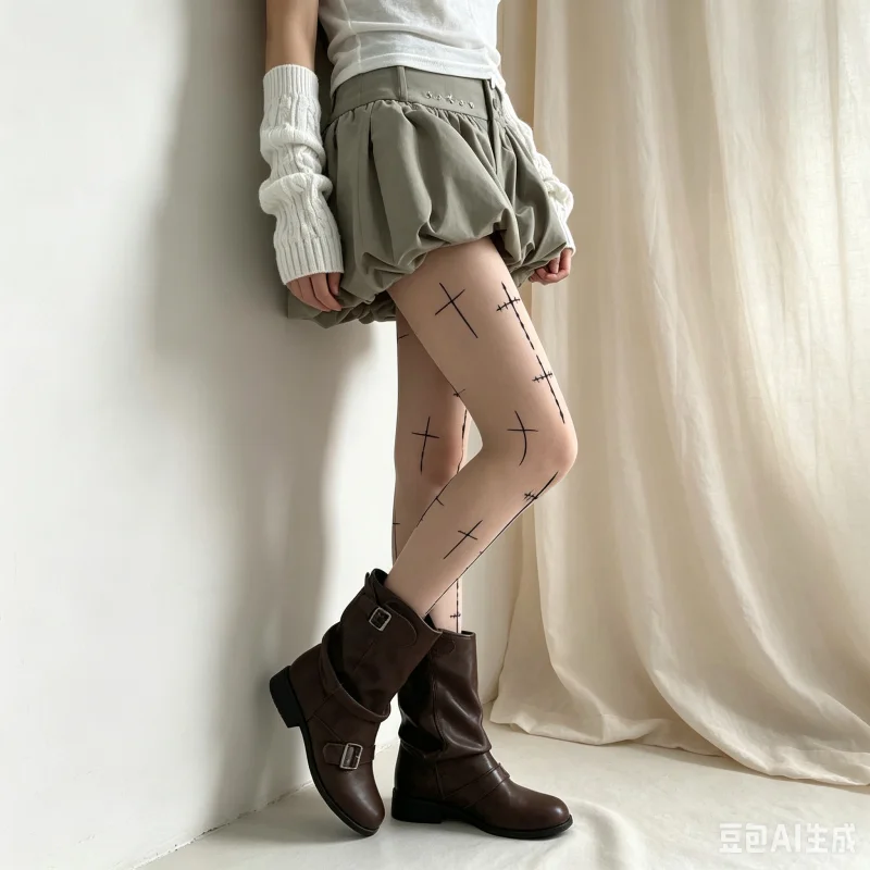 Classic Cross Pattern Sheer Tights High Waist Stretch Fabric Skin Friendly Comfortable Versatile Street Wear Ladies Pantyhose