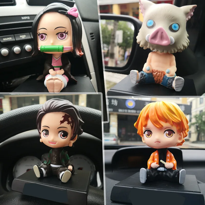 Anime Demon Slayer Car Decoration Tanjirou Nezuko Zenitsu Inosuke Action Figure Auto Interior Dashboard Ornament Accessories Toy