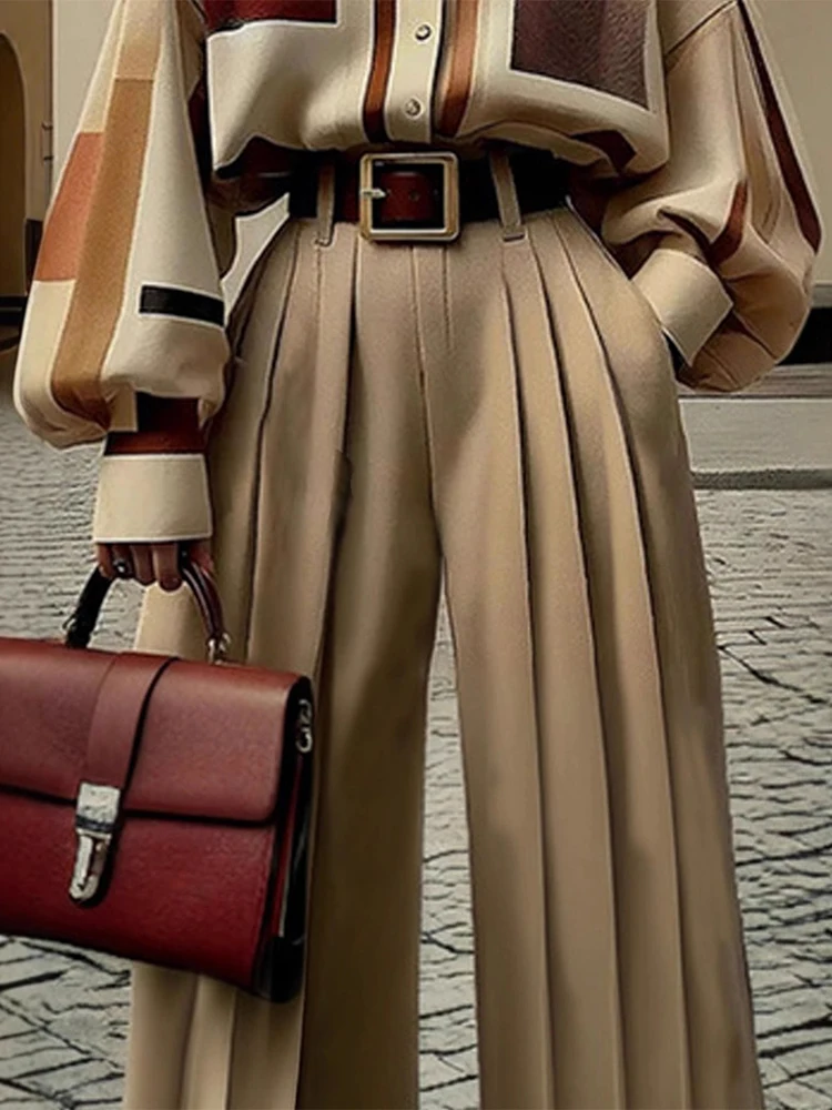 

Модные брюки с высокой талией, свободные, летние, повседневные, однотонные, широкие, для женщин, элегантные, удобные, прямые, весна 2026