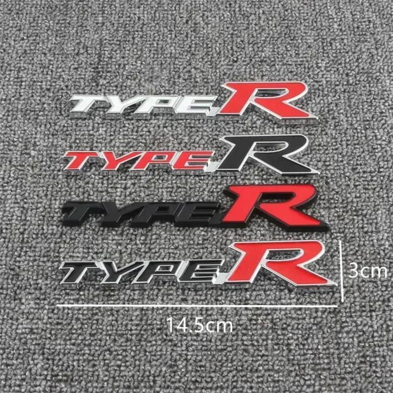 3D Metal Type R Logo Car Rear Trunk Front Grill Badge Emblem Sticker Decals For Honda Civic Fit Accord TypeR Accessories