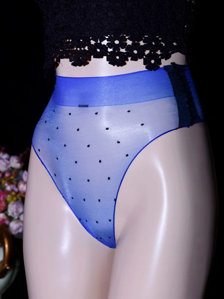 

Sexy 1D Super Thin Briefs Sheer See Through Dot Oil Glossy Sexy Underpants Elastic Shiny G-string Bottom Tight Breathable Under