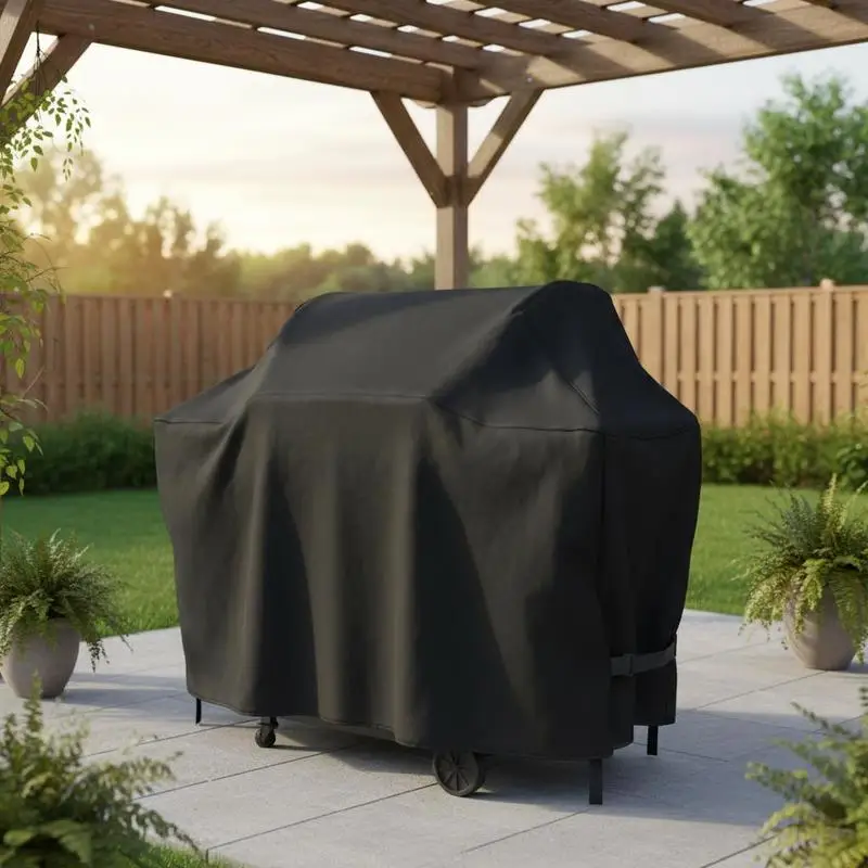 

Barbecue Shroud 48 inch For Deck Patio Backyard Fade Resistant Weather Resistant Heavy Duty 600D Polyester Hook-and-Loop Straps Black