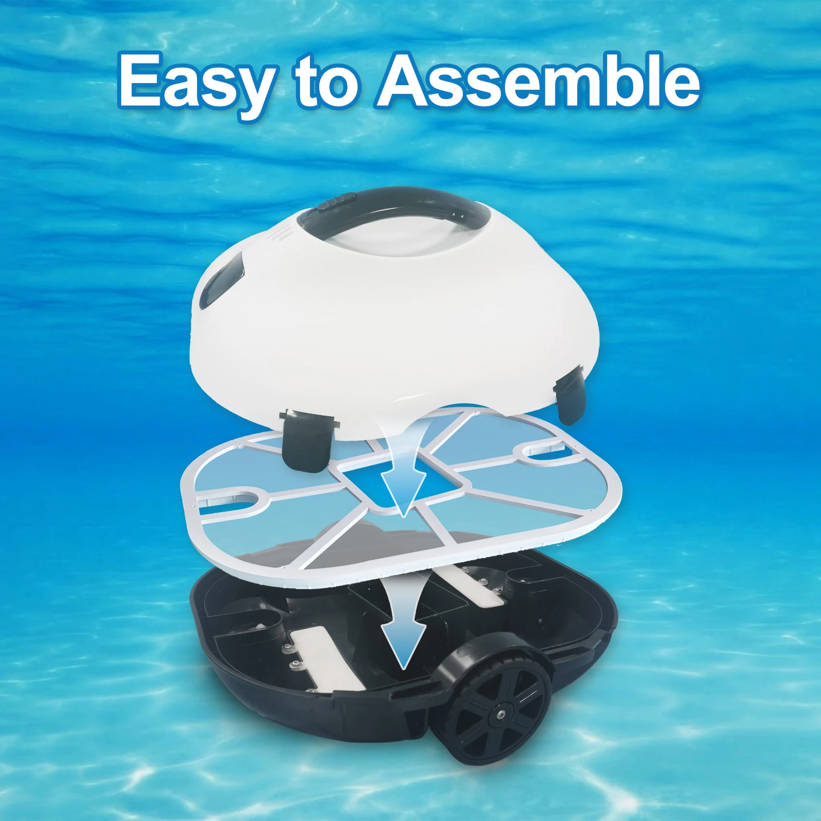 Pulitore robotico per piscine completamente automatico 80 ㎡   Area di lavoro Aspirapolvere per piscina con parcheggio automatico Robot Pulitore per piscina portatile senza fili