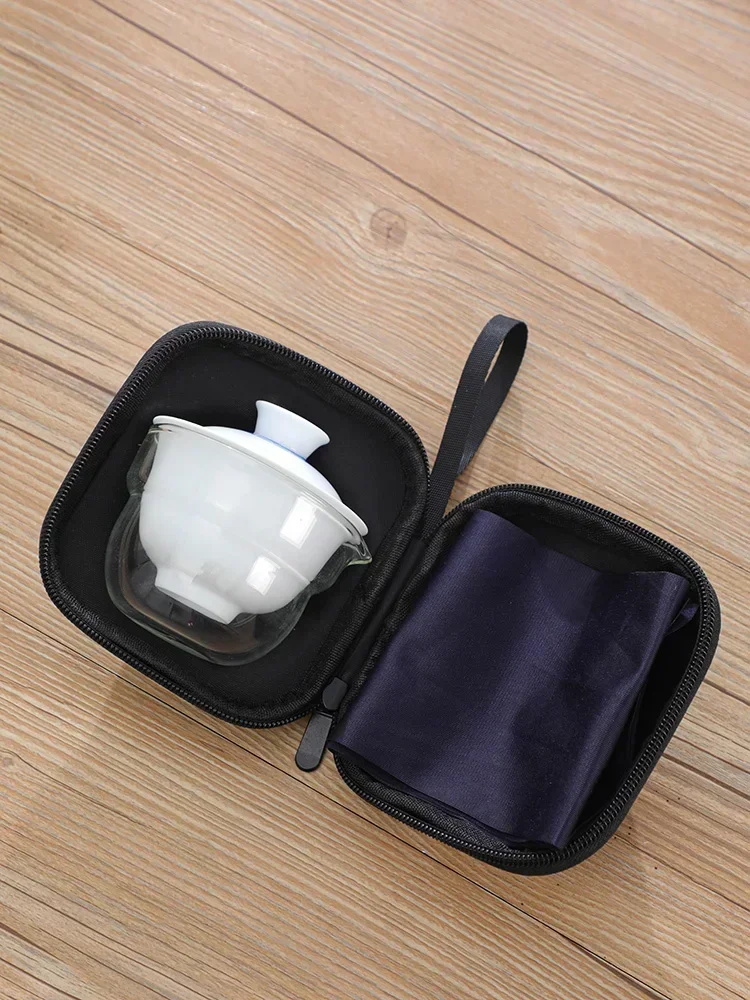 Portable Travel Tea Set Ceramic Tea Maker Customized Beauty Gaiwan Teacup Chinese Handmade Porcelain Tea Pot and Cup Set