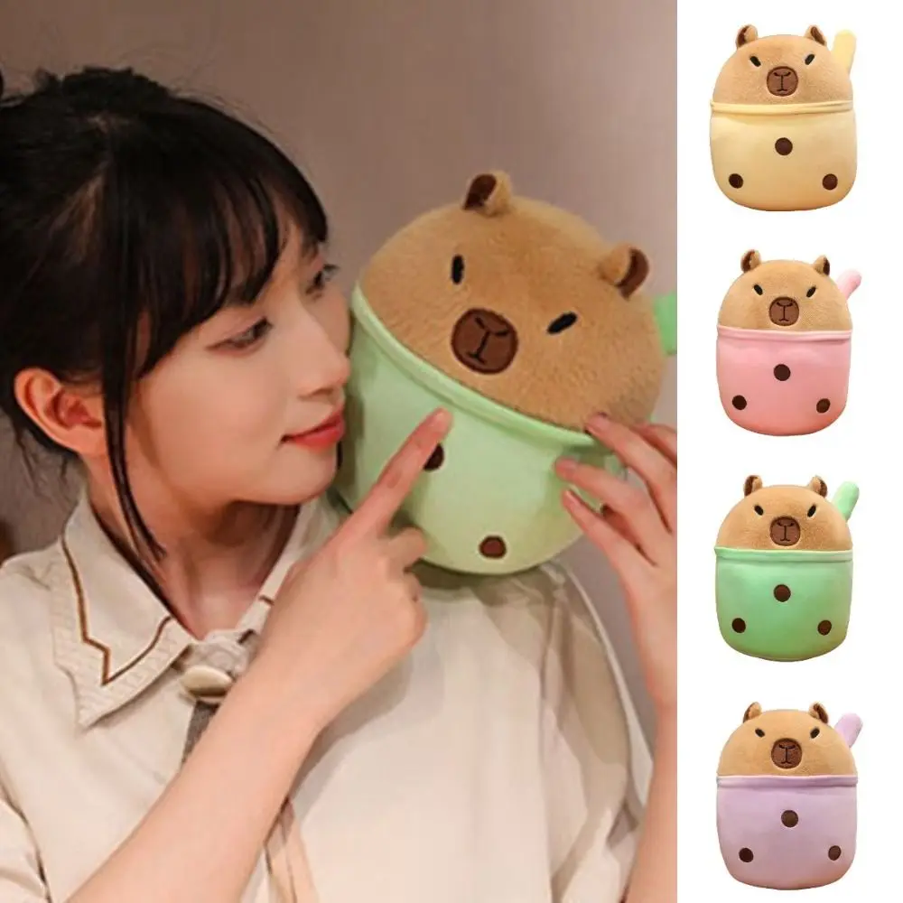 

Simulation Capybara Pillow Plush Toy Small Pearl Cloth Doll Milk Tea Cup Pillow Soft Cute Doll Capibara Anime Fluffty Toy